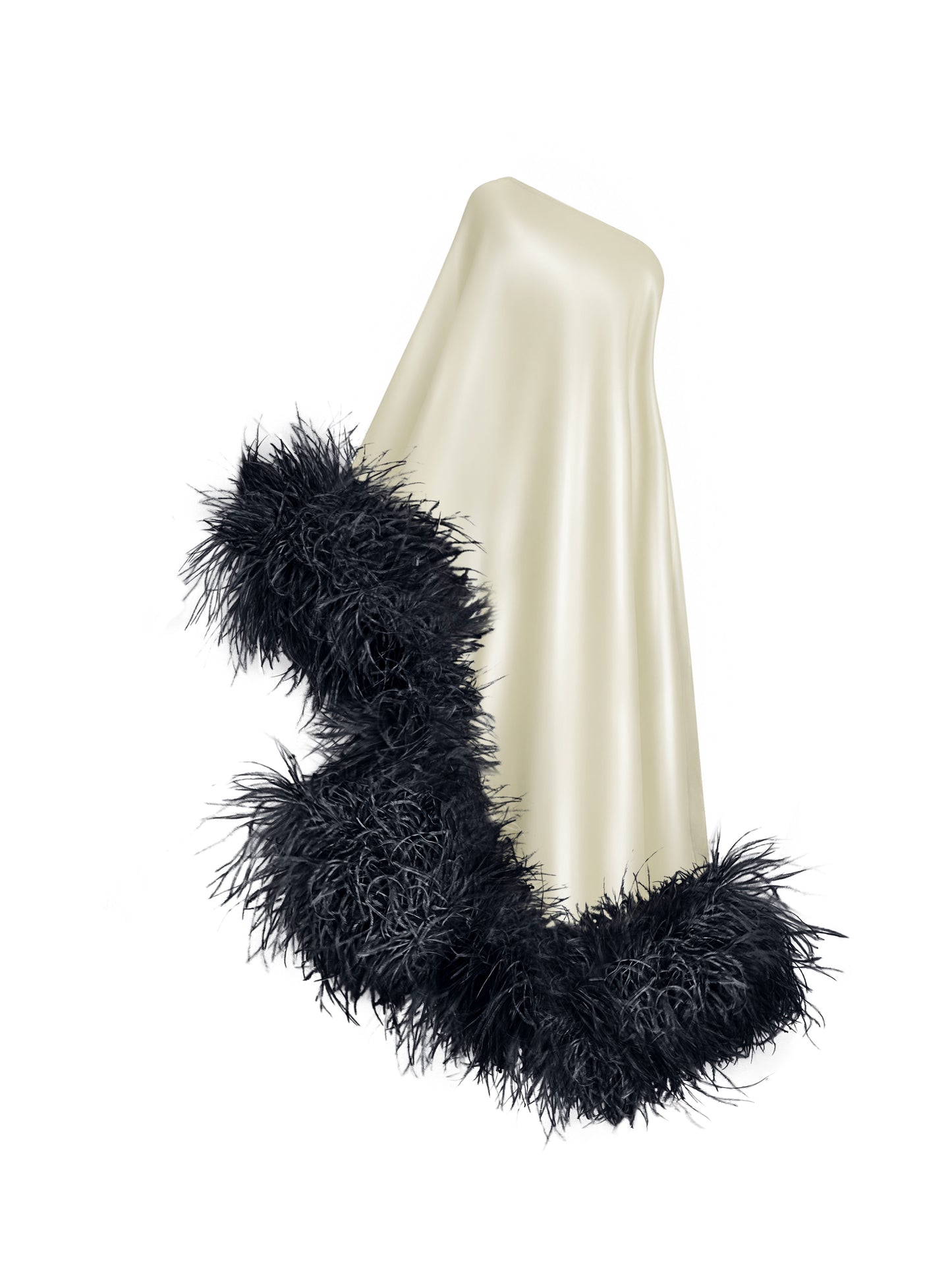 Star Ivory and Black Feathers Dress