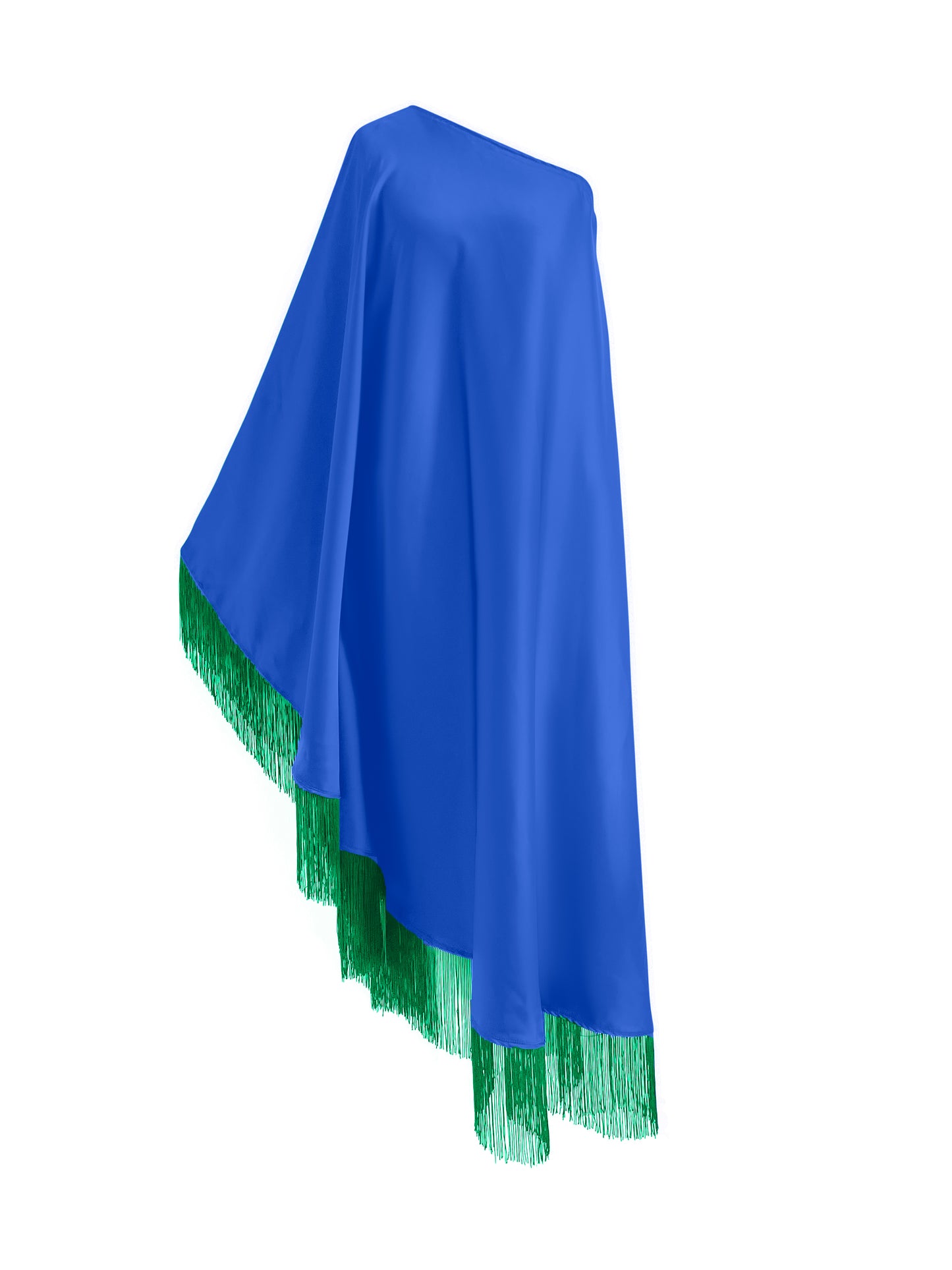Off Shoulder Glam Green Fringe Maxi Dress