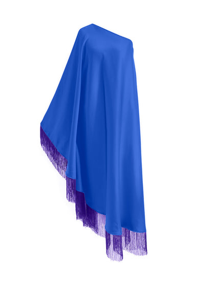 Off Shoulder Glam Purple Fringe Maxi Dress