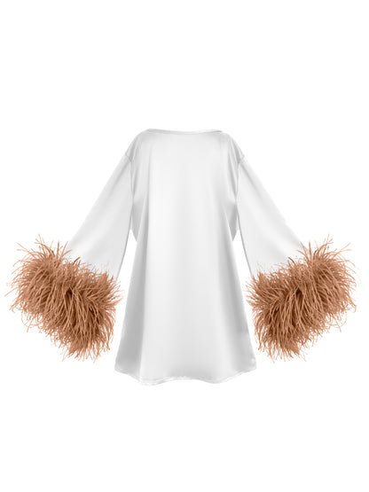 White And Brown Mini Dahlia Dress