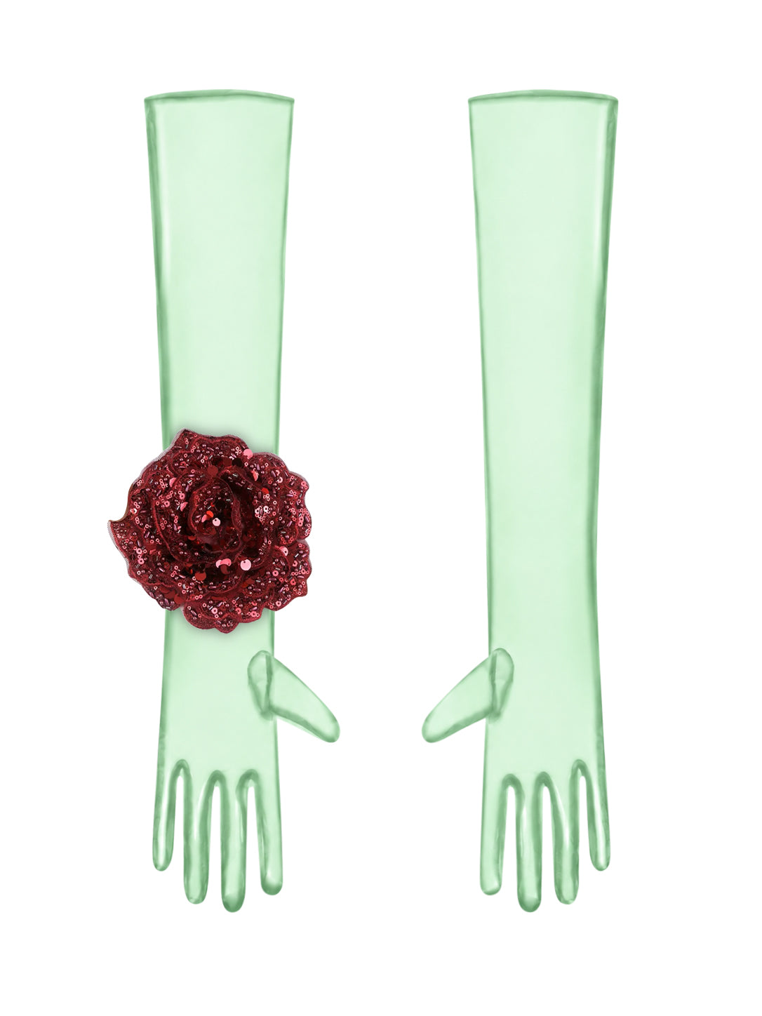 Burgundy Flower Mint Gloves