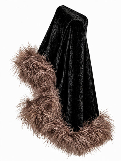 Star Black Velvet Brown Feathers