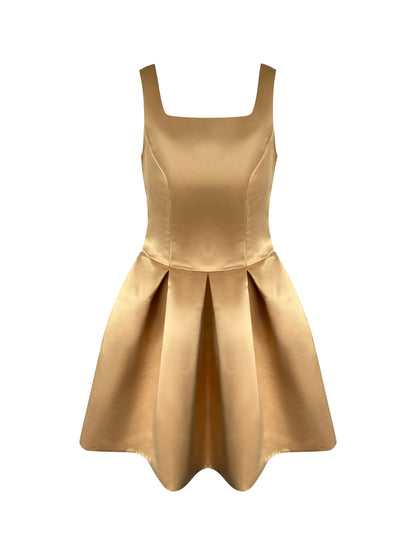 Princess Thin Straps Gold Dress