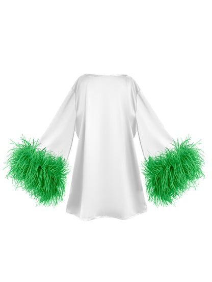 White And Green Mini Dahlia Dress