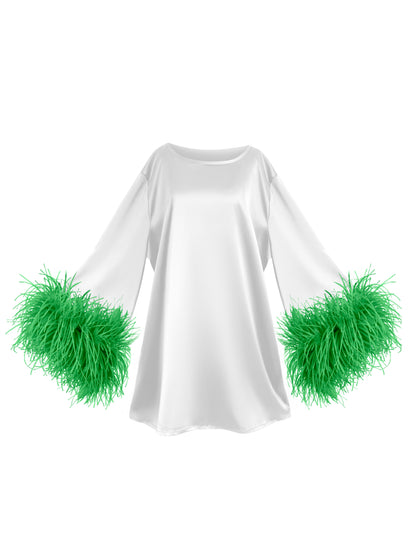 White And Green Mini Dahlia Dress