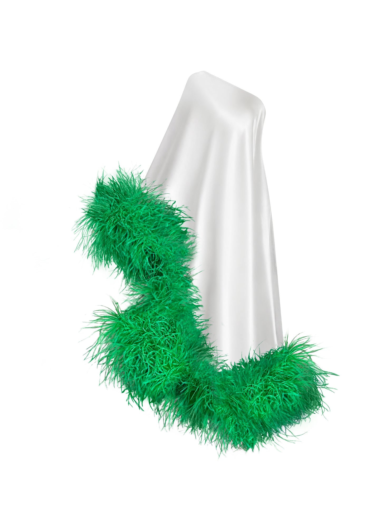 Star White and Green Feathers Dress