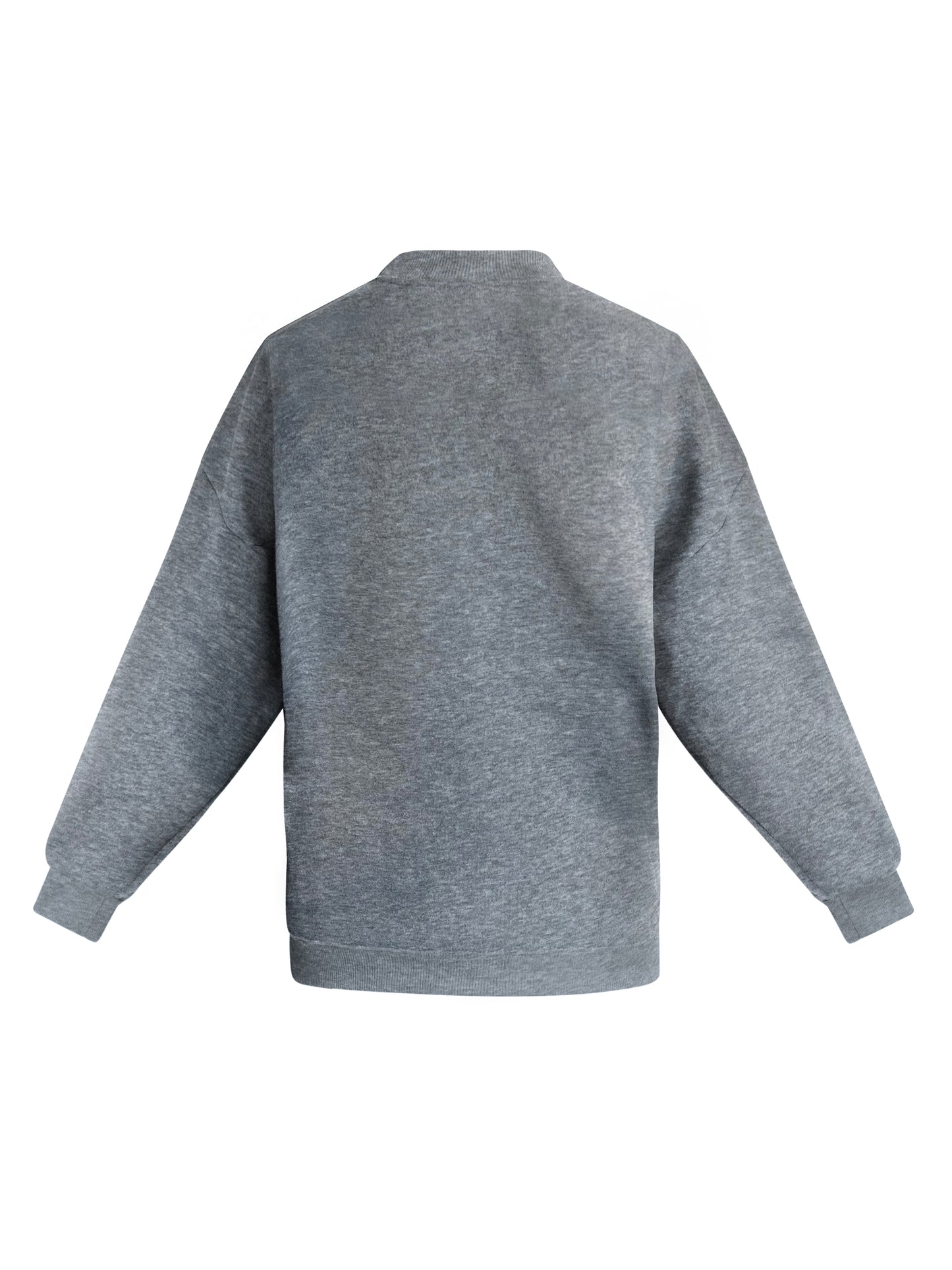 Grey Cotton Sweatshirt With Silver Sequin Flower