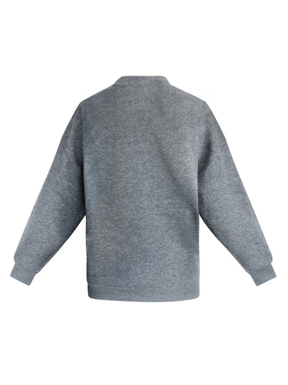 Grey Cotton Sweatshirt With Silver Sequin Flower