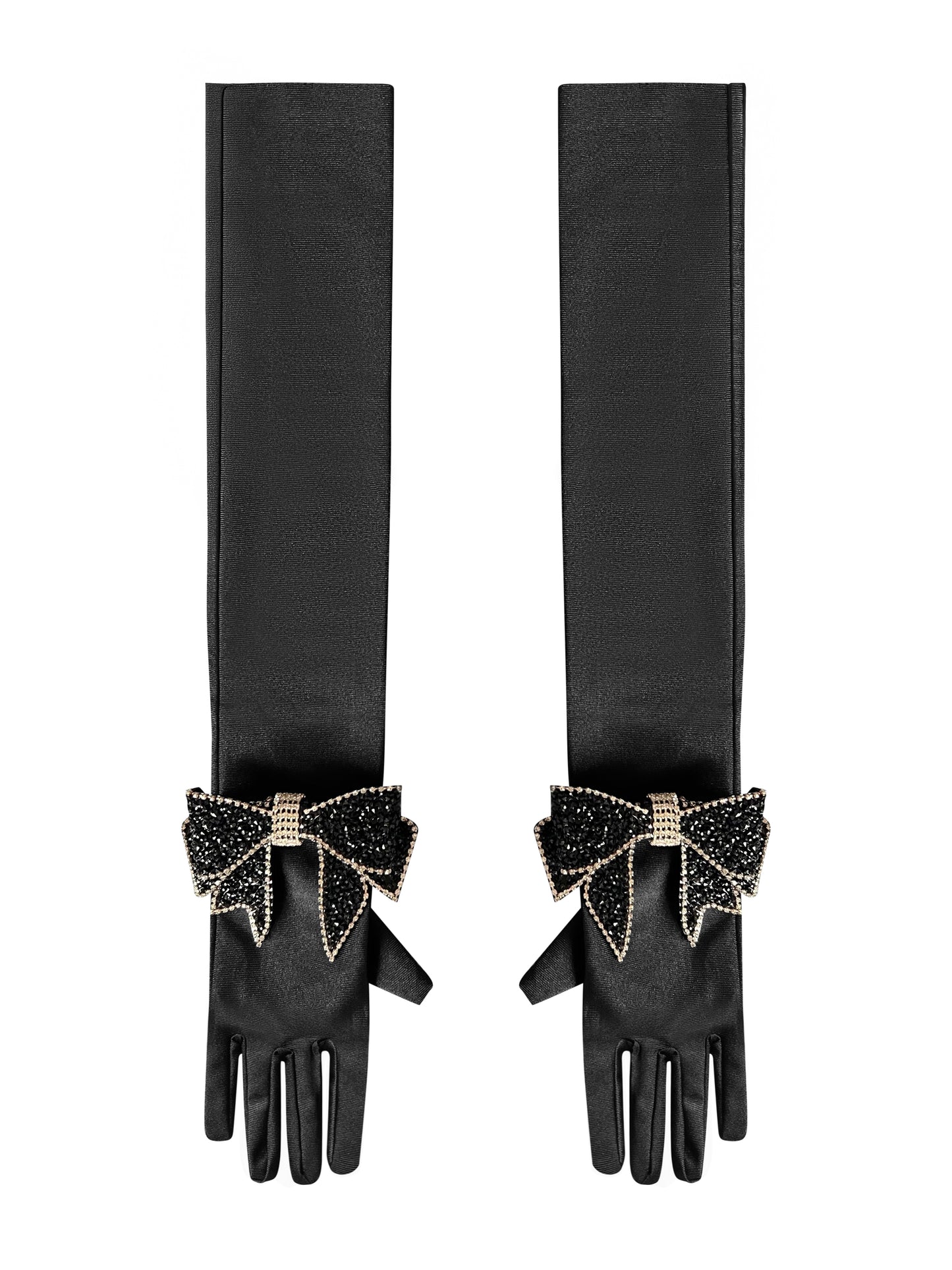 Crystal Bow Toma Black Chic Gloves