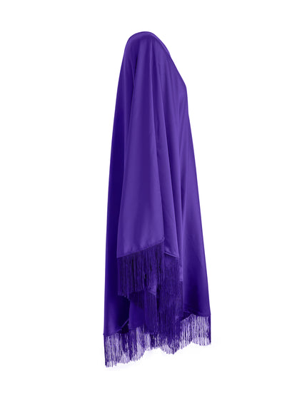 Purple Fringe Off Shoulder Summer Glam Maxi Dress