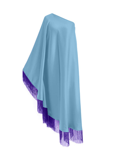 Off Shoulder Glam Purple Fringe Maxi Dress