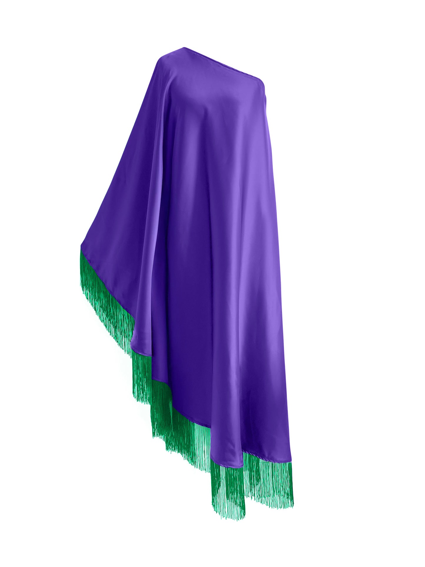 Off Shoulder Glam Green Fringe Maxi Dress