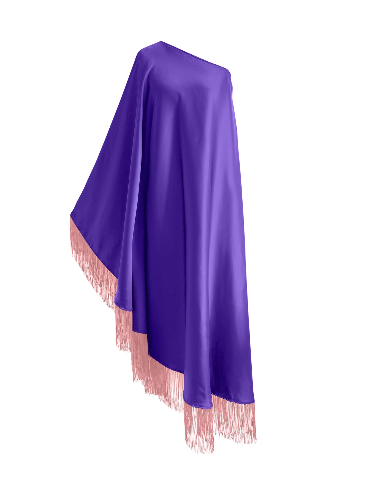 Off Shoulder Glam Dusky Pink Fringe Maxi Dress