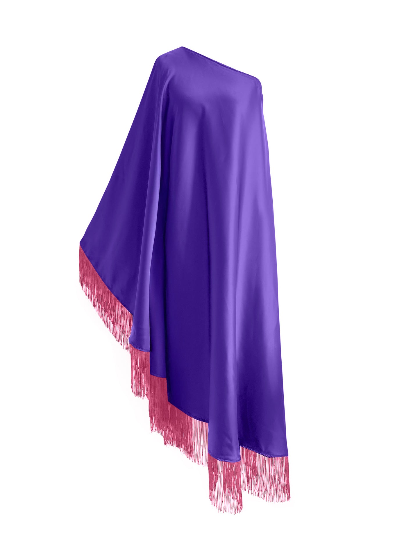 Off Shoulder Glam Pink Fringe Maxi Dress