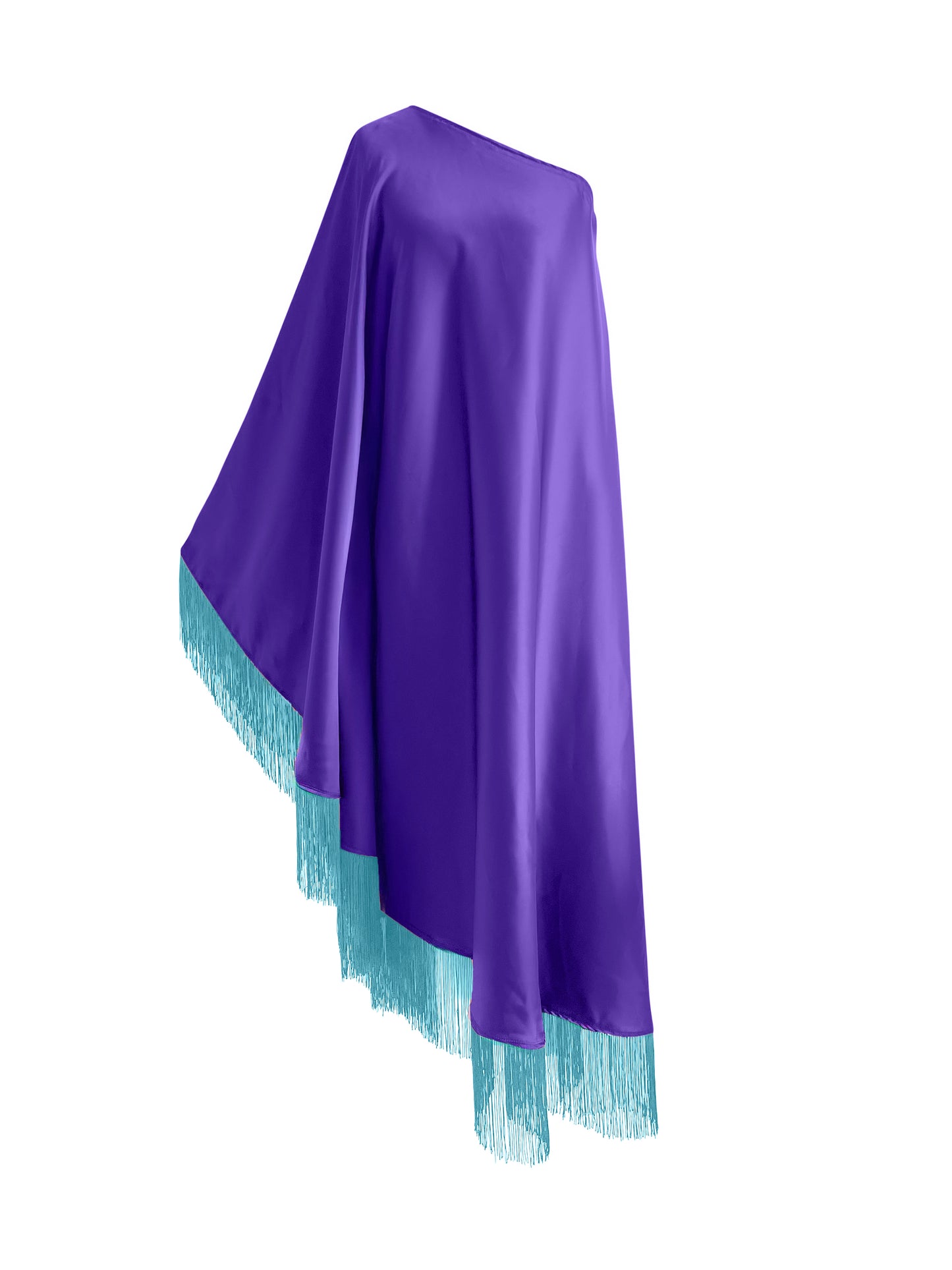 Off Shoulder Glam Baby Blue Fringe Maxi Dress