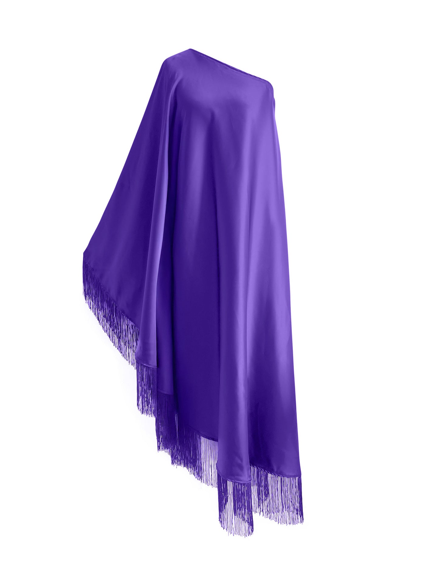 Off Shoulder Glam Purple Fringe Maxi Dress