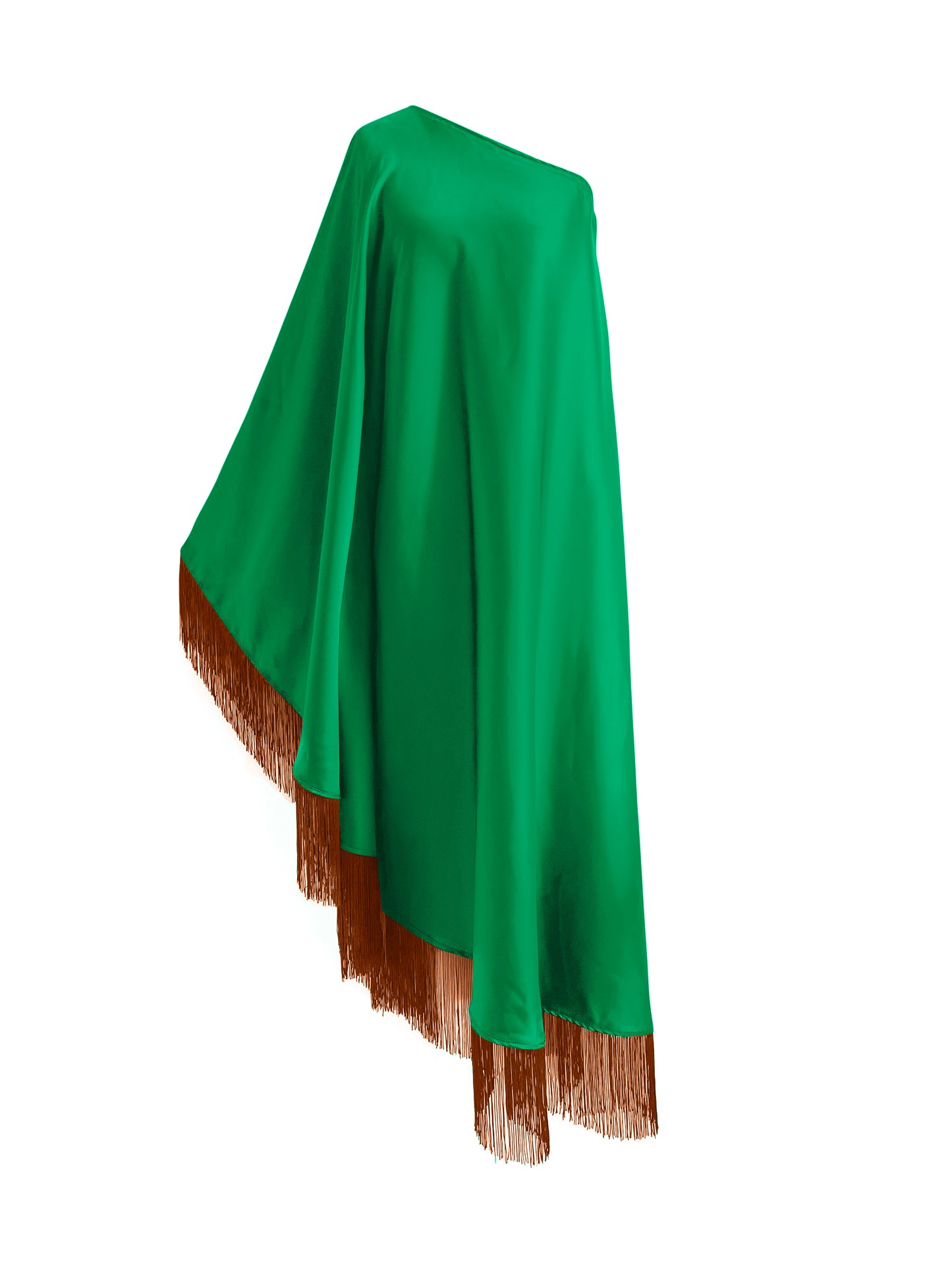 Off Shoulder Glam Brown Fringe Maxi Dress