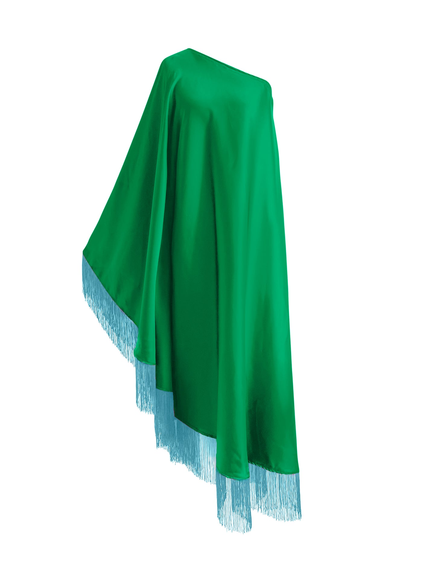 Off Shoulder Glam Baby Blue Fringe Maxi Dress