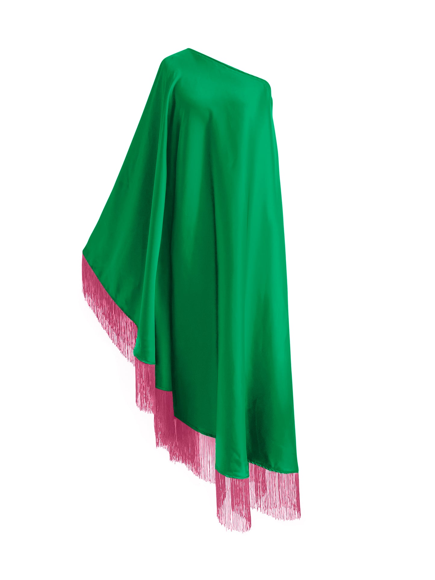 Off Shoulder Glam Pink Fringe Maxi Dress