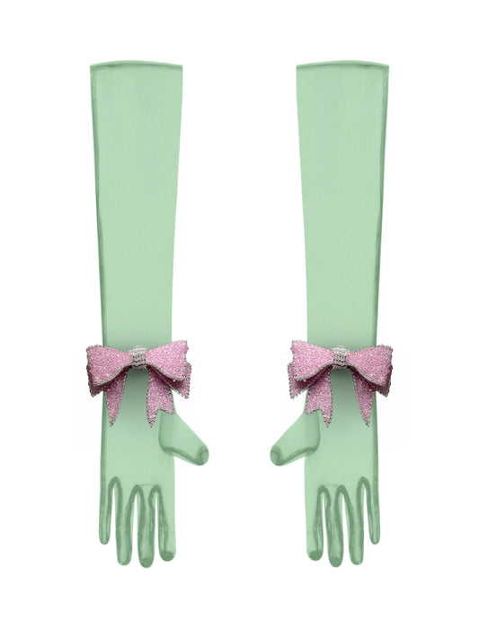 Crystal Bow Mint Chic Gloves