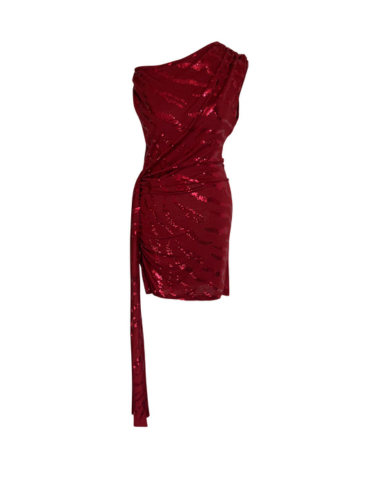 Off-Shoulder Sparkle Red Mini Bodycon Party Dress
