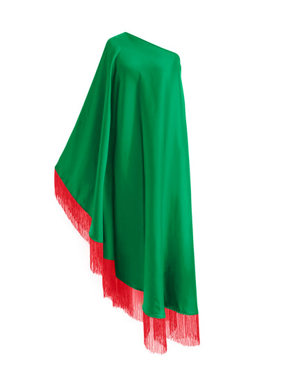 Off Shoulder Glam Red Fringe Maxi Dress