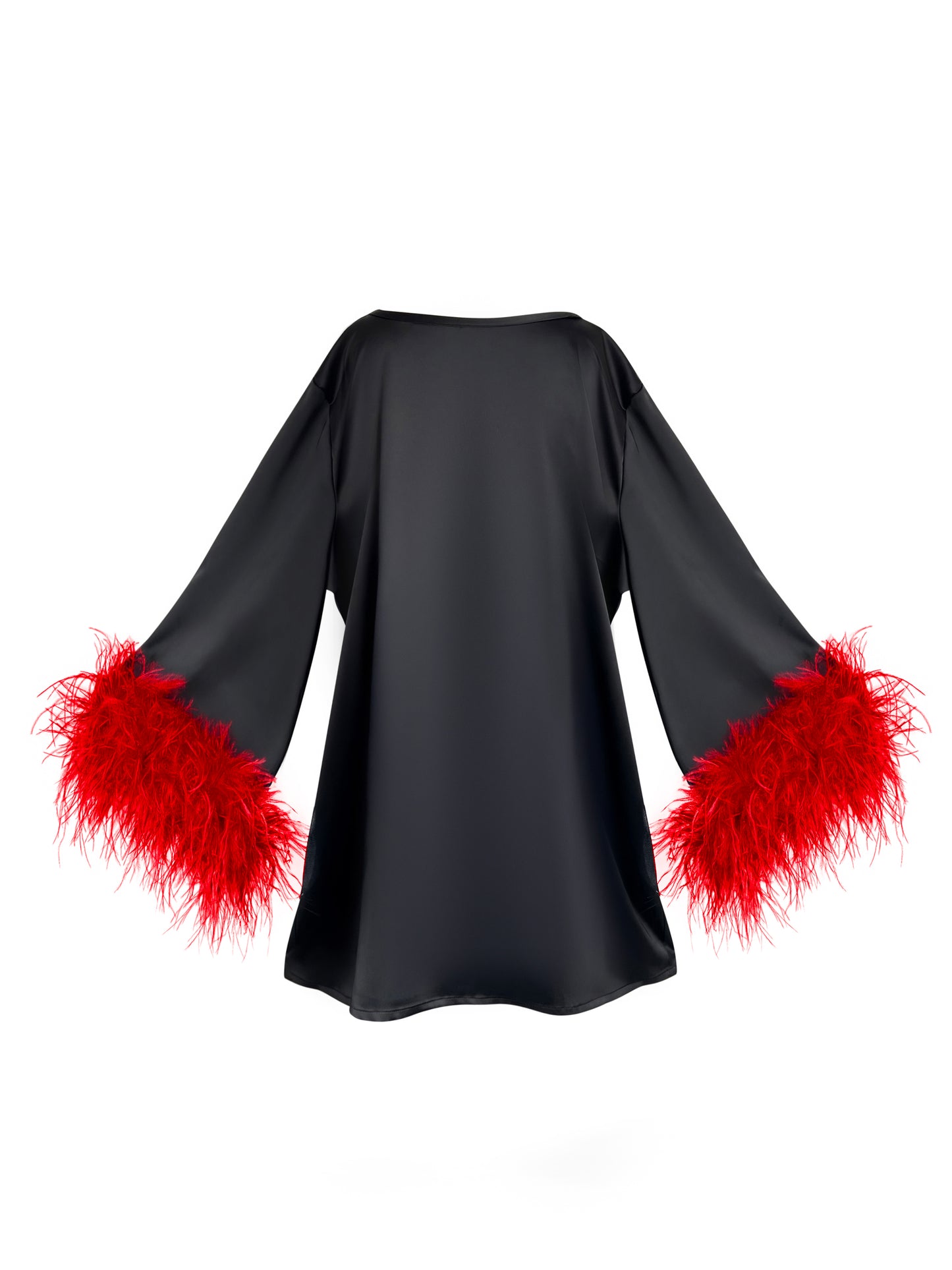 Jess Mini Little Black Party Dress With Red Feathers