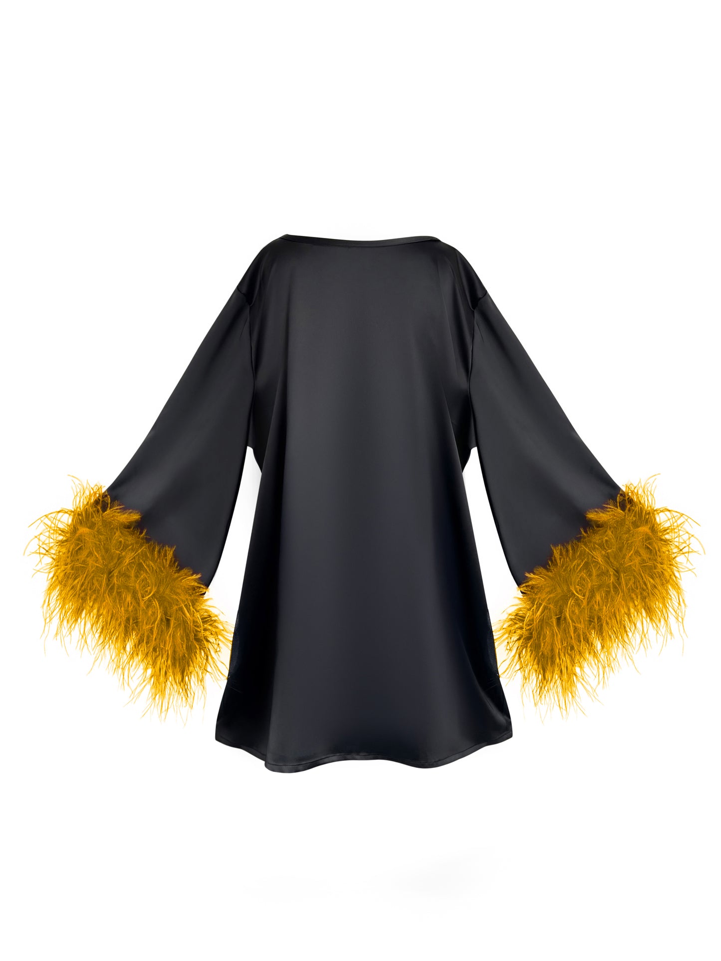 Jess Mini Little Black Party Dress With Yellow Feathers