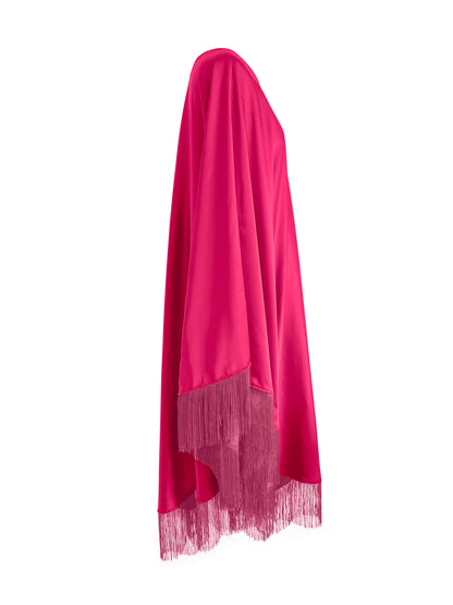Pink Fringe Off Shoulder Summer Glam Maxi Dress
