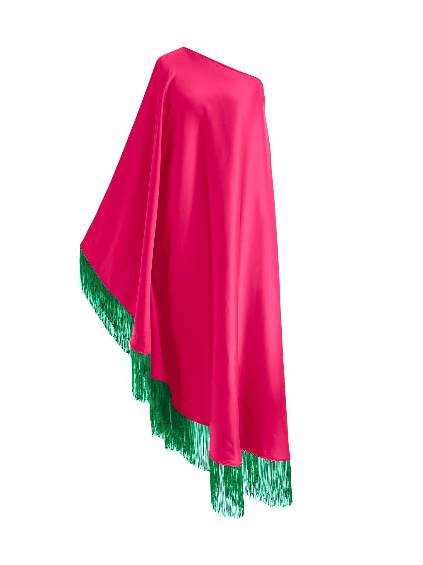 Off Shoulder Glam Green Fringe Maxi Dress