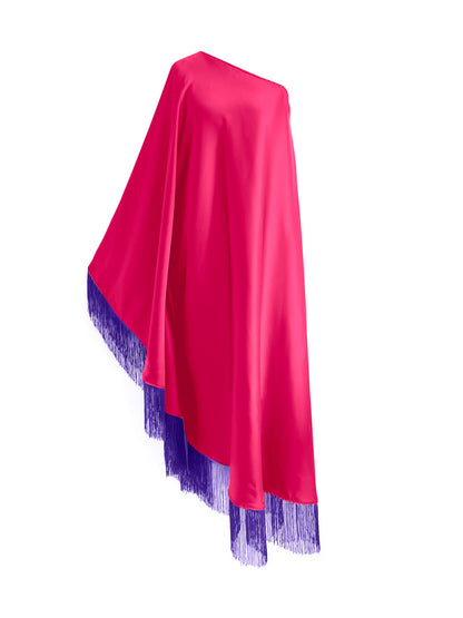 Off Shoulder Glam Purple Fringe Maxi Dress
