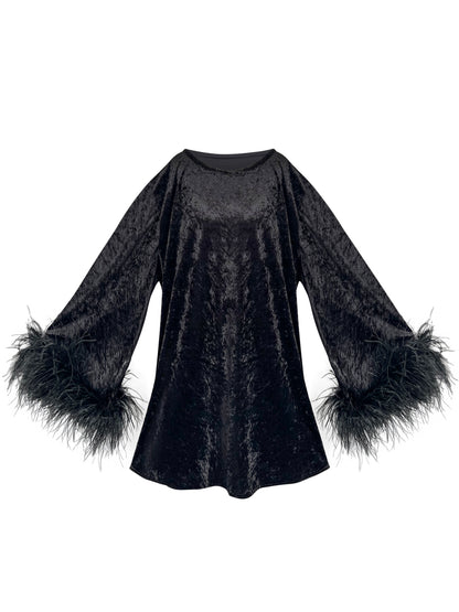 Jess Mini Little Black Velvet Dress