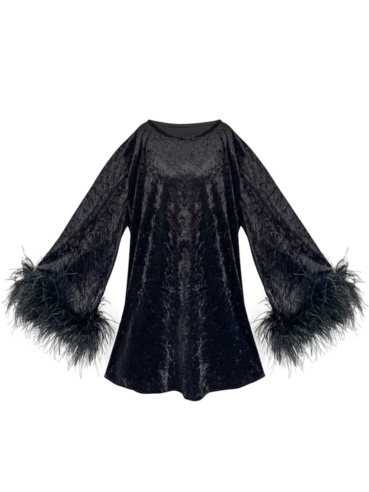 Jess Mini Little Black Velvet Dress