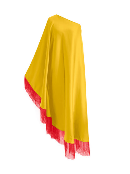 Off Shoulder Glam Red Fringe Maxi Dress