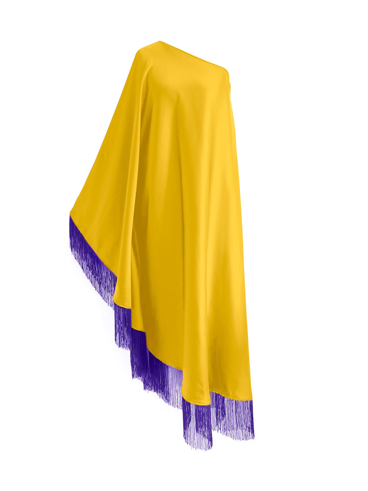 Off Shoulder Glam Purple Fringe Maxi Dress