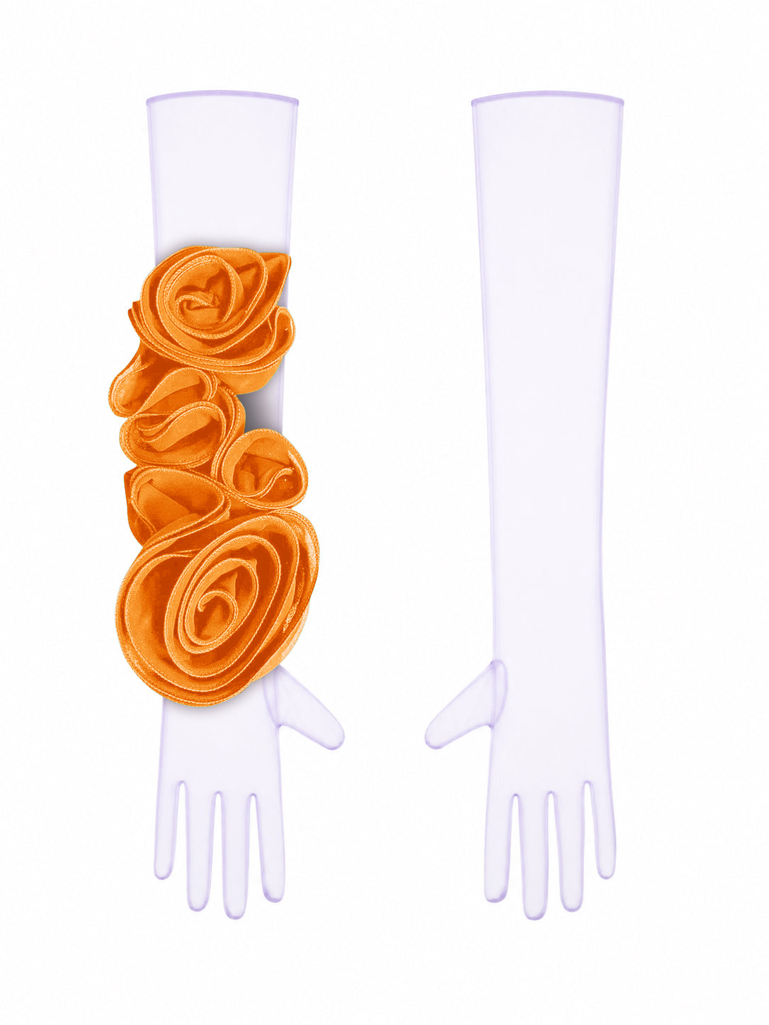 Lilac Gloves With Orange Flower