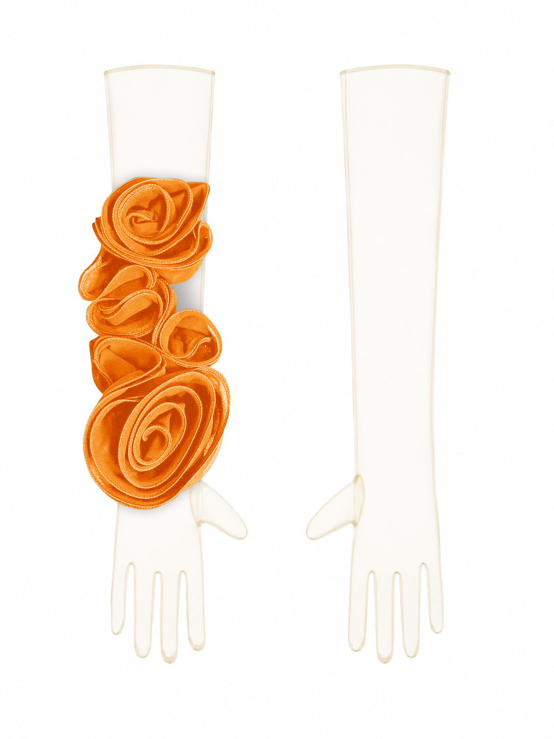 Champagne Gloves With Orange Flower