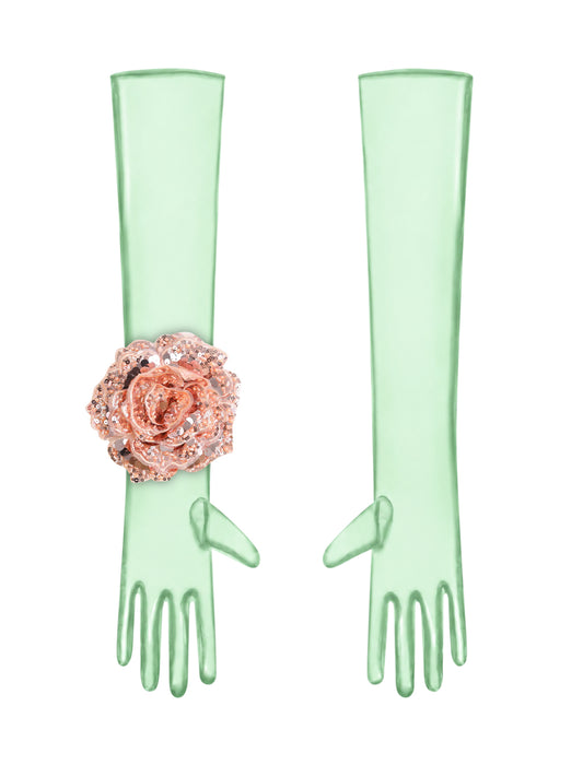 Peach Flower Mint Gloves