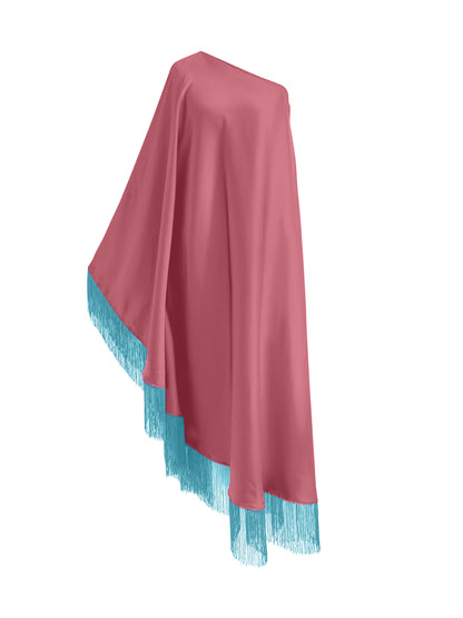 Off Shoulder Glam Baby Blue Fringe Maxi Dress