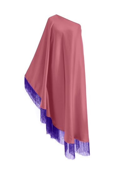 Off Shoulder Glam Purple Fringe Maxi Dress