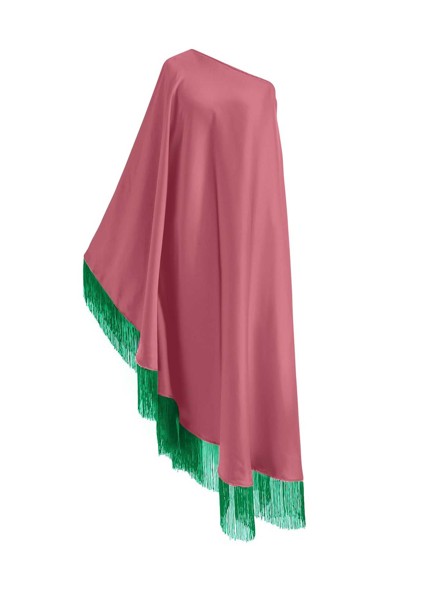 Off Shoulder Glam Green Fringe Maxi Dress