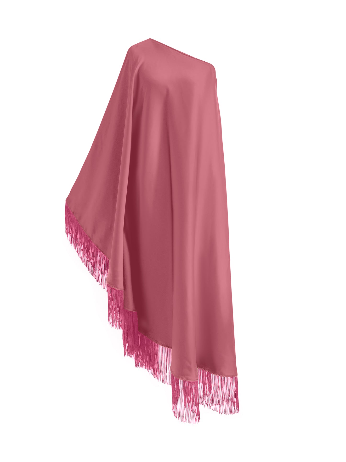 Off Shoulder Glam Pink Fringe Maxi Dress