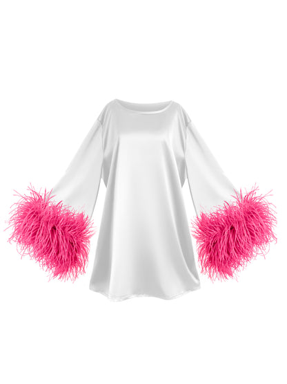 White And Pink Mini Dahlia Dress