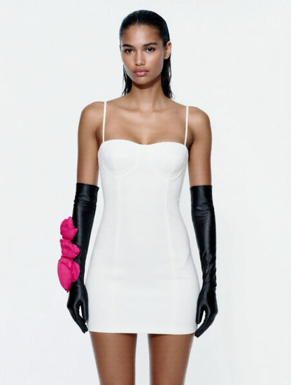 Chic Black Gloves With Pink Roses