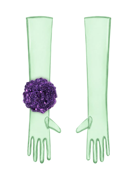 Purple Flower Mint Gloves