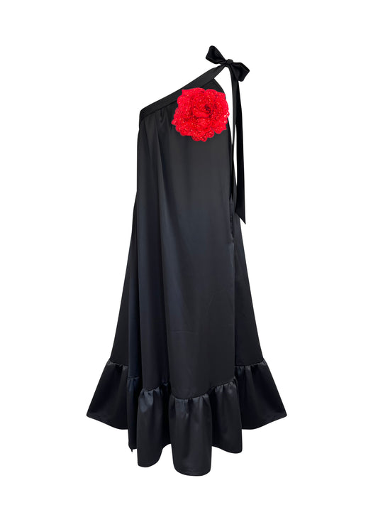 Tango Holiday Vacation Summer One Shoulder Red Sequin Rose Dress