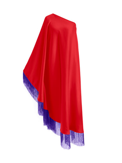 Off Shoulder Glam Purple Fringe Maxi Dress
