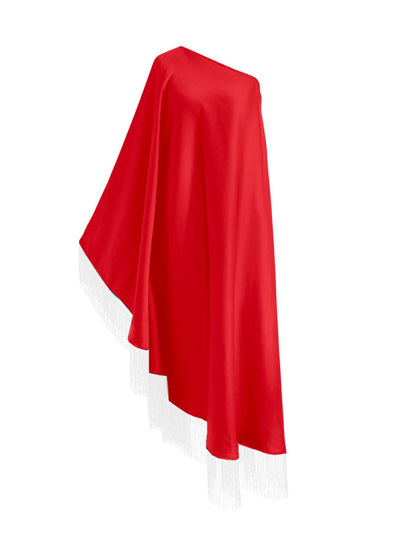 Fringe Off Shoulder Glam Red Midi Dress