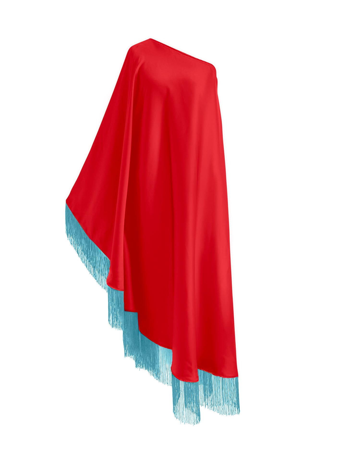 Off Shoulder Glam Baby Blue Fringe Maxi Dress