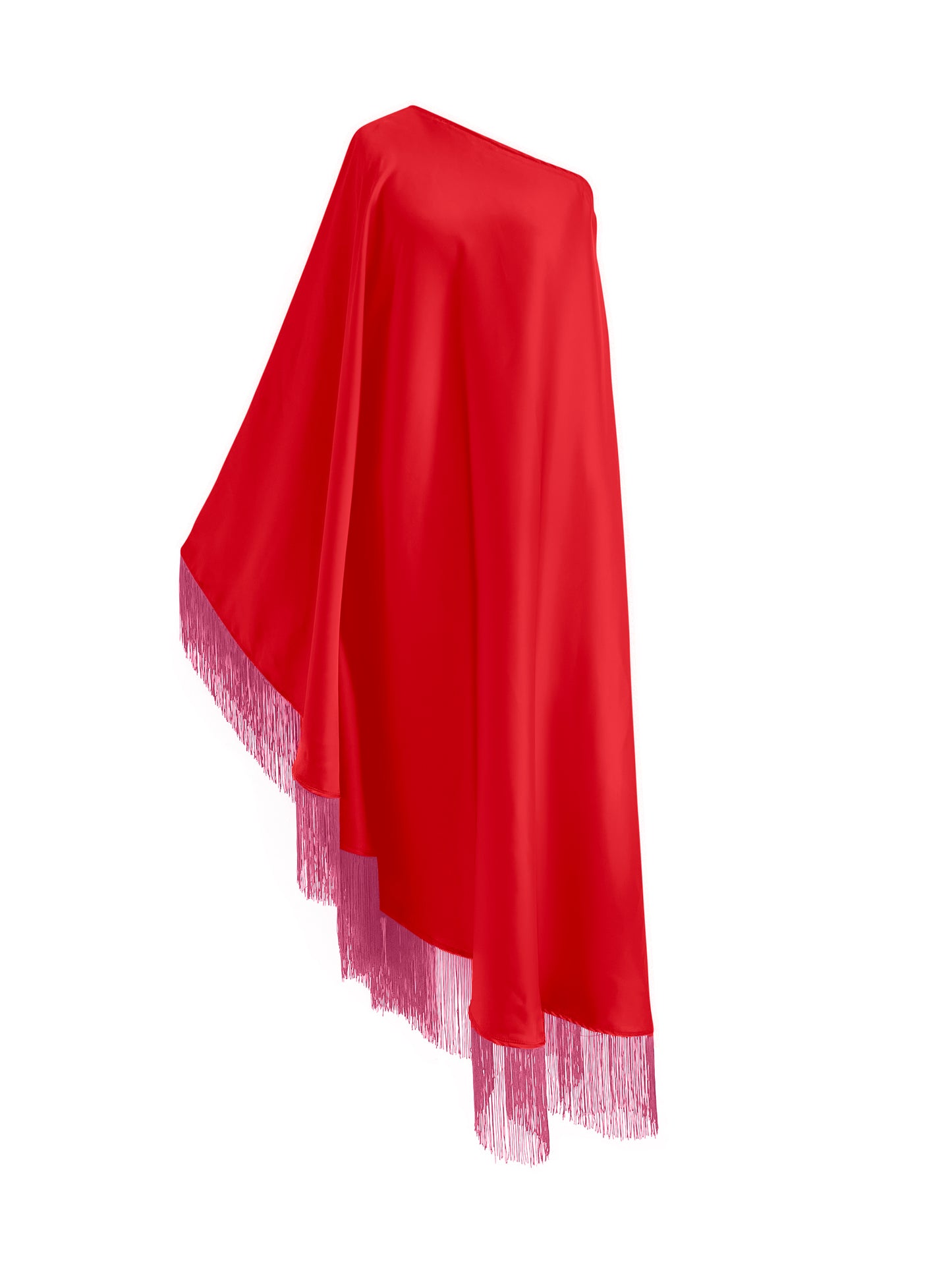 Off Shoulder Glam Pink Fringe Maxi Dress